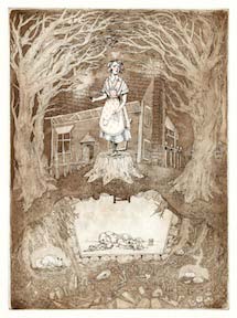 Illustration depicting a scene from The Bell Jar by Sylvia Plath.