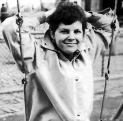 Louise Fitzhugh on a swing