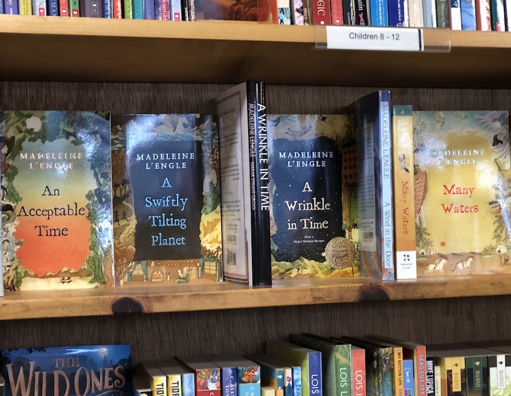 Madeleine L'Engle books on a bookstore shelf