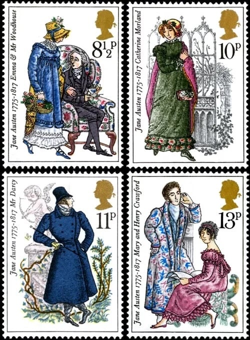 Jane Austen 1975 stamps — Britain