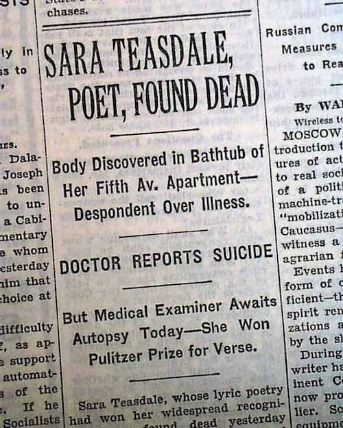 Sara Teasdale suicide