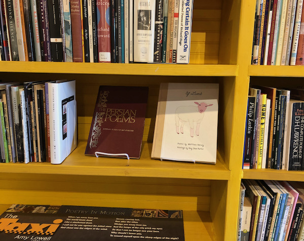 Poetry barn shelf close-up